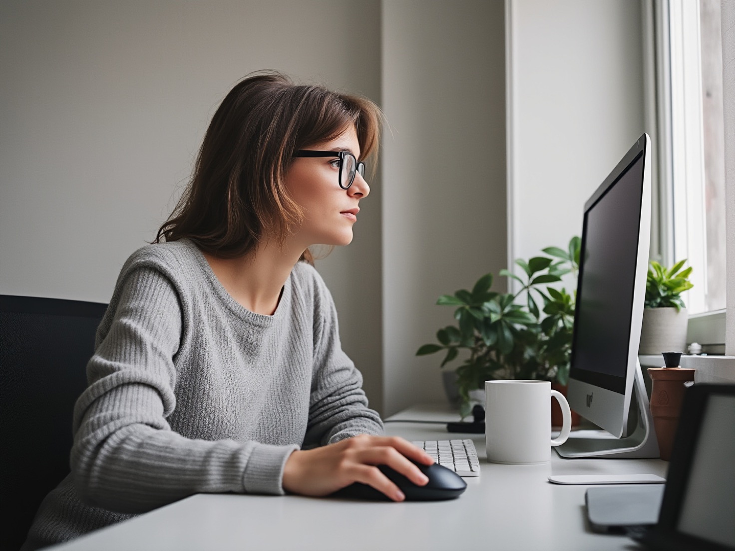 Financieel adviseur achter haar bureau in een rustig advieskantoor