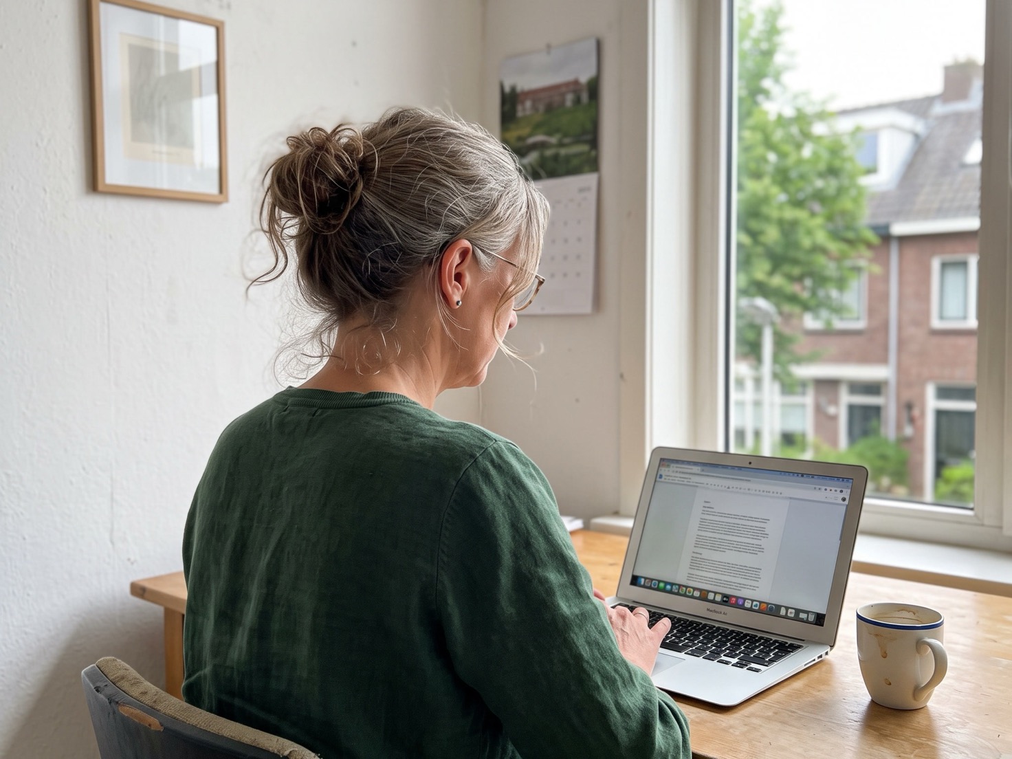 Financieel adviseur werkt achter een laptop in een advieskantoor