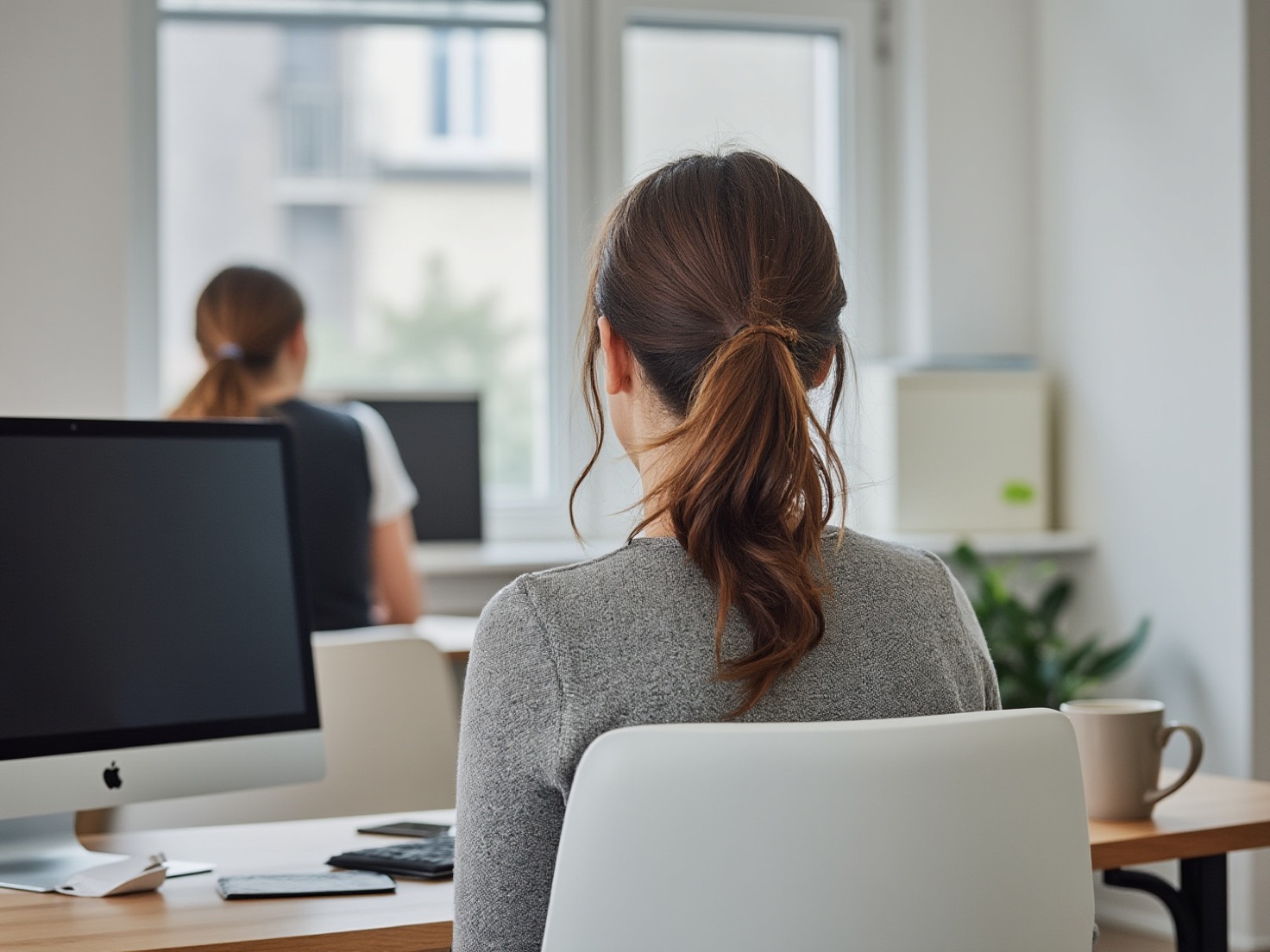 Financieel adviseur werkt achter de laptop in een advieskantoor