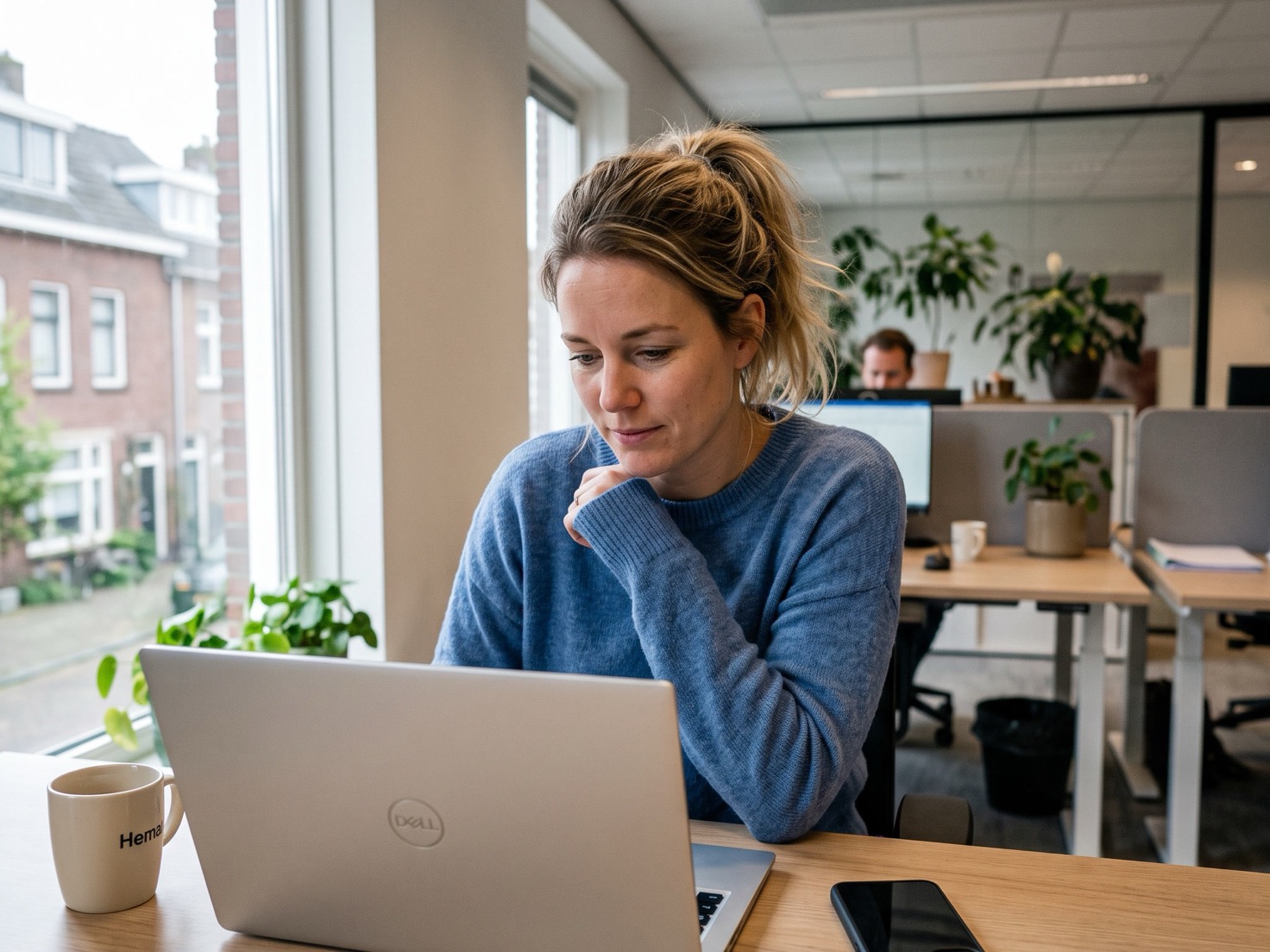 Adviseur plant aan haar laptop een vervolgafspraak in na een kennismakingsgesprek