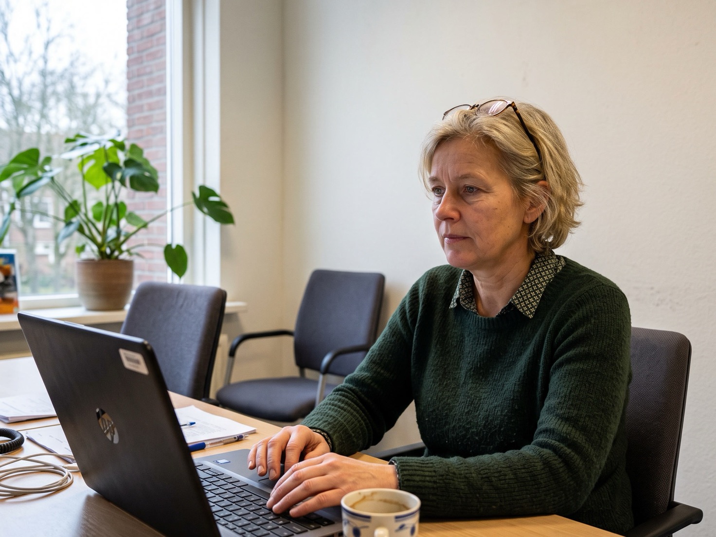 Financieel adviseur bereidt een voorlichtingsavond voor starters voor